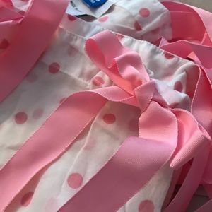 POTTERY BARN PINK POLKA DOT SET OF 2 SHEER PANELS